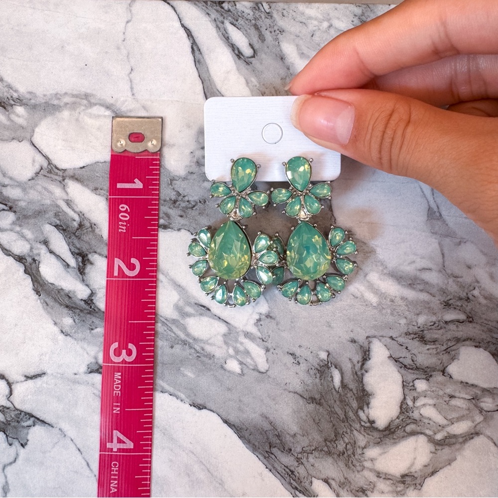 Green Rhinestone Earrings